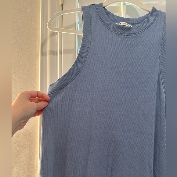 ZARA blue ribbed sleeveless midi long dress | size small | EUC - Picture 3 of 4